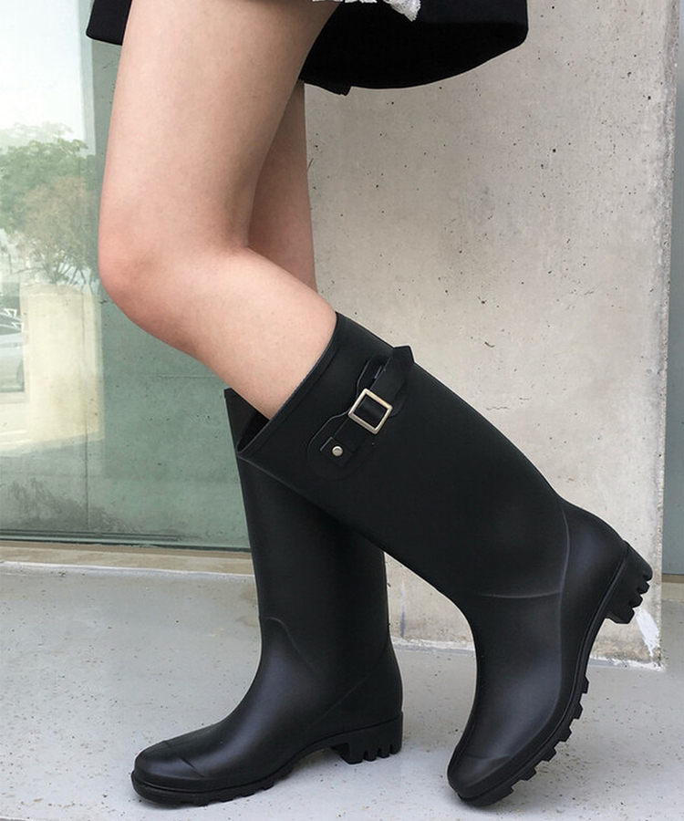 バックルロングレインブーツ BLACK
