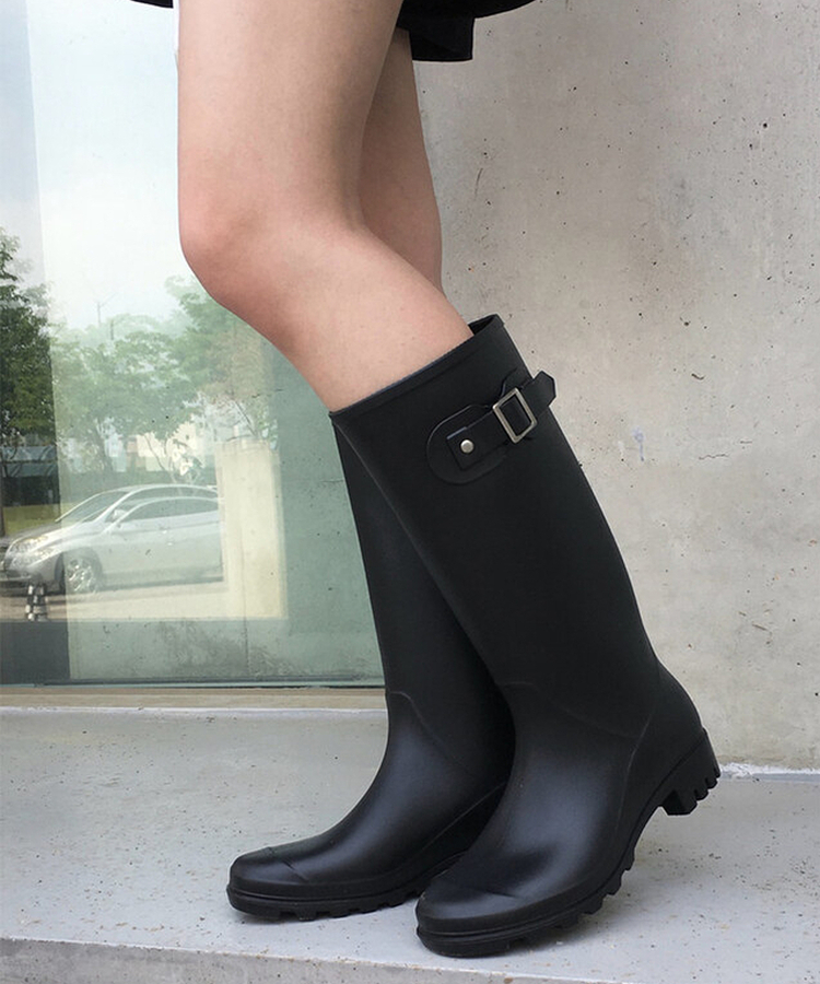 バックルロングレインブーツ BLACK