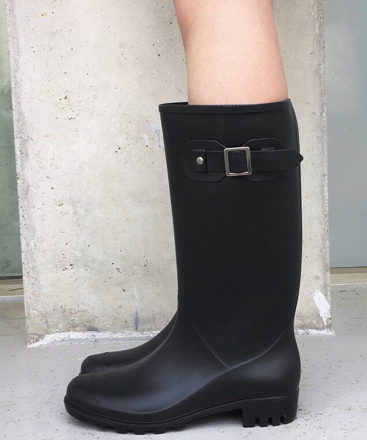 バックルロングレインブーツ BLACK