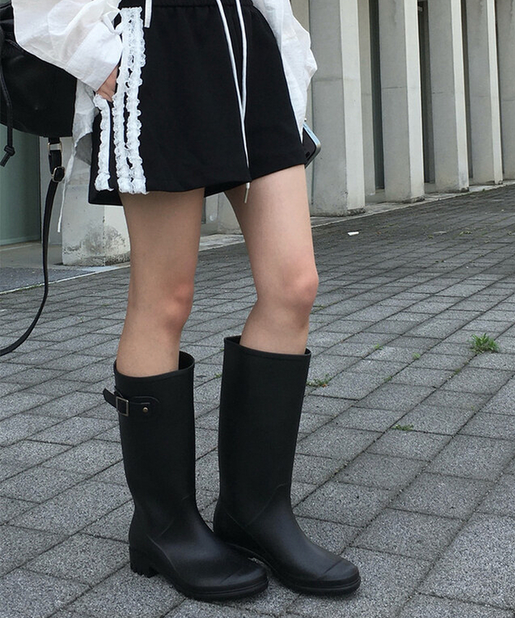 バックルロングレインブーツ BLACK