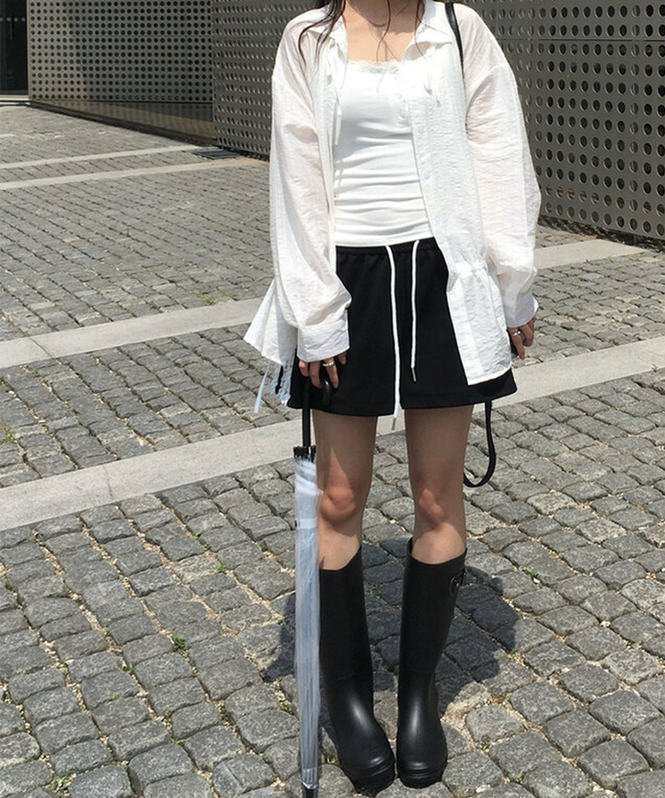 バックルロングレインブーツ BLACK