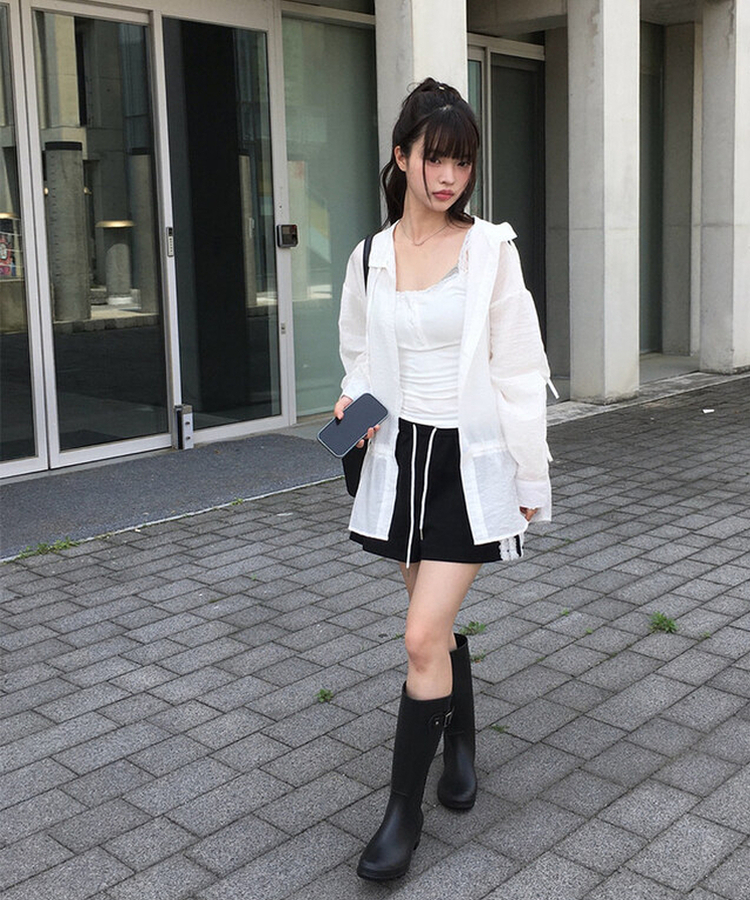バックルロングレインブーツ BLACK