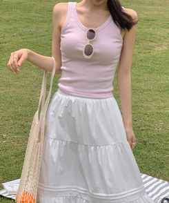 ノースリーブ クロップレイヤードキャミソール(6color) BABY PINK