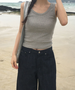 ノースリーブ クロップレイヤードキャミソール(6color) MELANGE GRAY