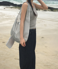 ノースリーブ クロップレイヤードキャミソール(6color) MELANGE GRAY
