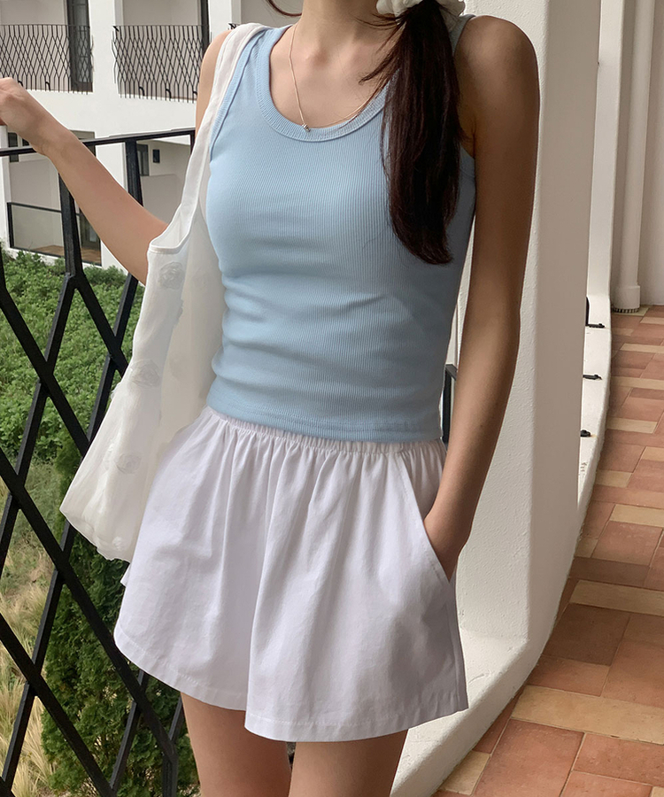 クロップレイヤードキャミソール(6color) SKY BLUE