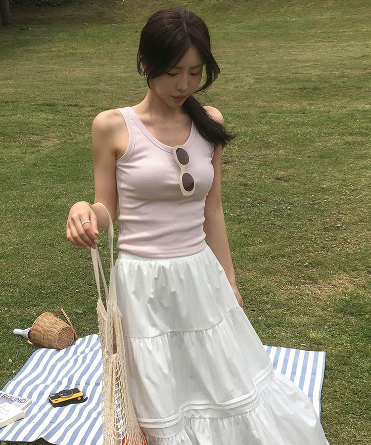 クロップレイヤードキャミソール(6color) BABY PINK