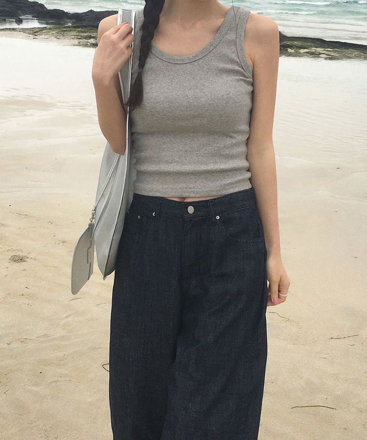 クロップレイヤードキャミソール(6color) MELANGE GRAY