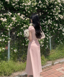 ロングワンピース フラワーロングワンピース PINK