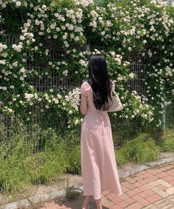 ロングワンピース フラワーロングワンピース PINK