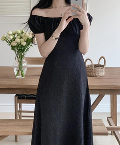 ロングワンピース フラワーロングワンピース BLACK