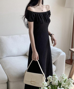 ロングワンピース フラワーロングワンピース BLACK