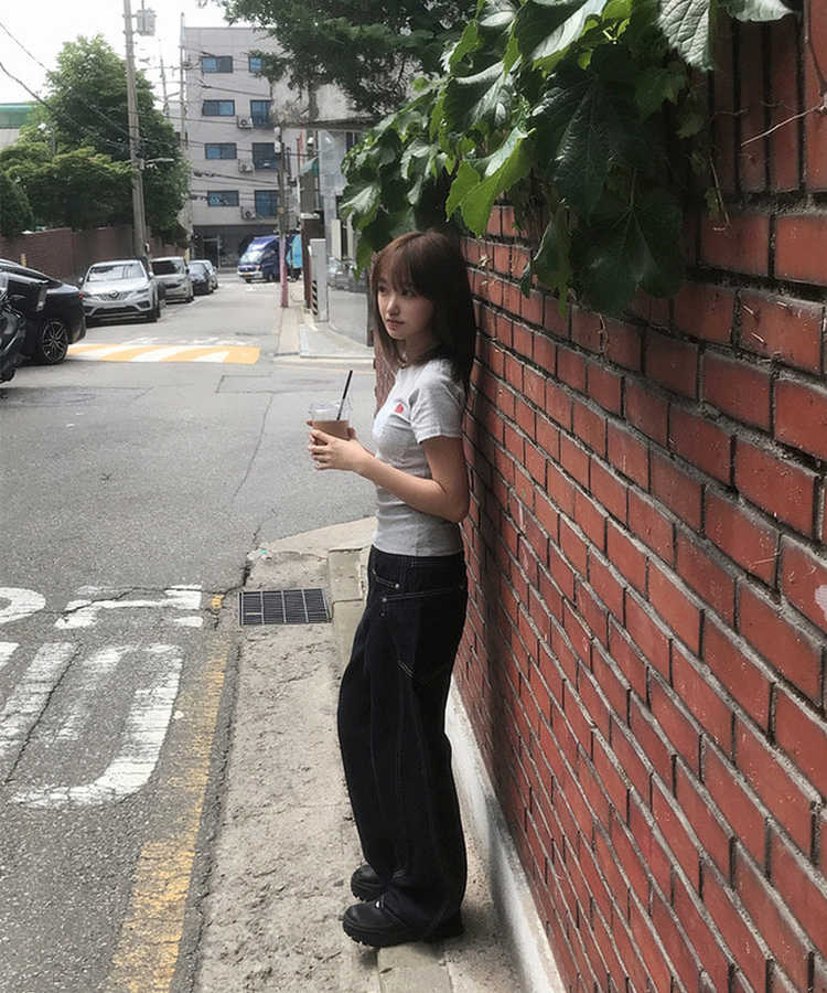 【丈別】サイドステッチワイドジーンズ DENIM