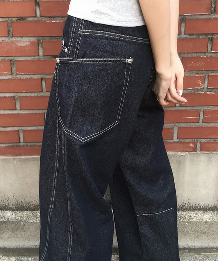 デニム 【丈別】サイドステッチワイドジーンズ DENIM