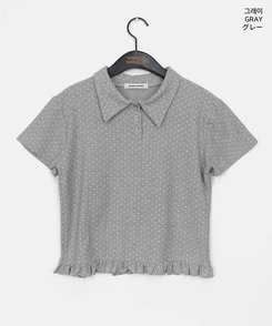 半袖Tシャツ ドットフリル半袖Tシャツ