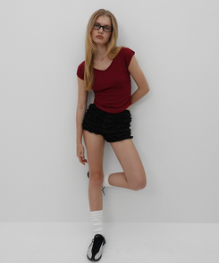 ティアードバンディングショートパンツ BLACK