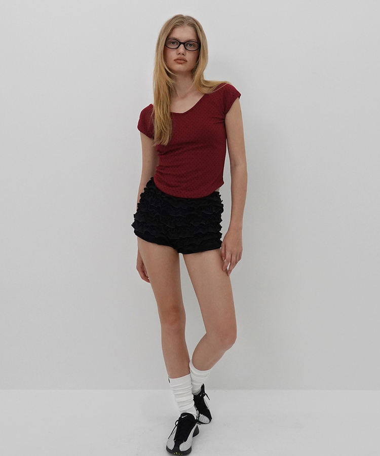 ティアードバンディングショートパンツ BLACK