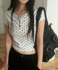 半袖Tシャツ ドットボタンシャーリング半袖Tシャツ WHITE