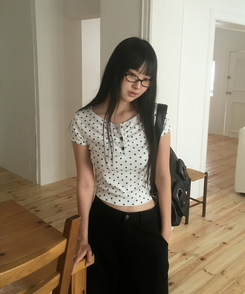 半袖Tシャツ ドットボタンシャーリング半袖Tシャツ WHITE