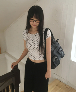 半袖Tシャツ ドットボタンシャーリング半袖Tシャツ WHITE