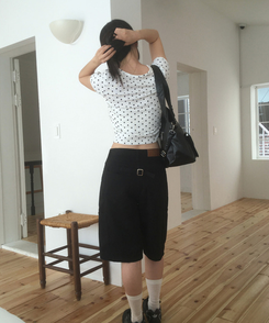 半袖Tシャツ ドットボタンシャーリング半袖Tシャツ WHITE