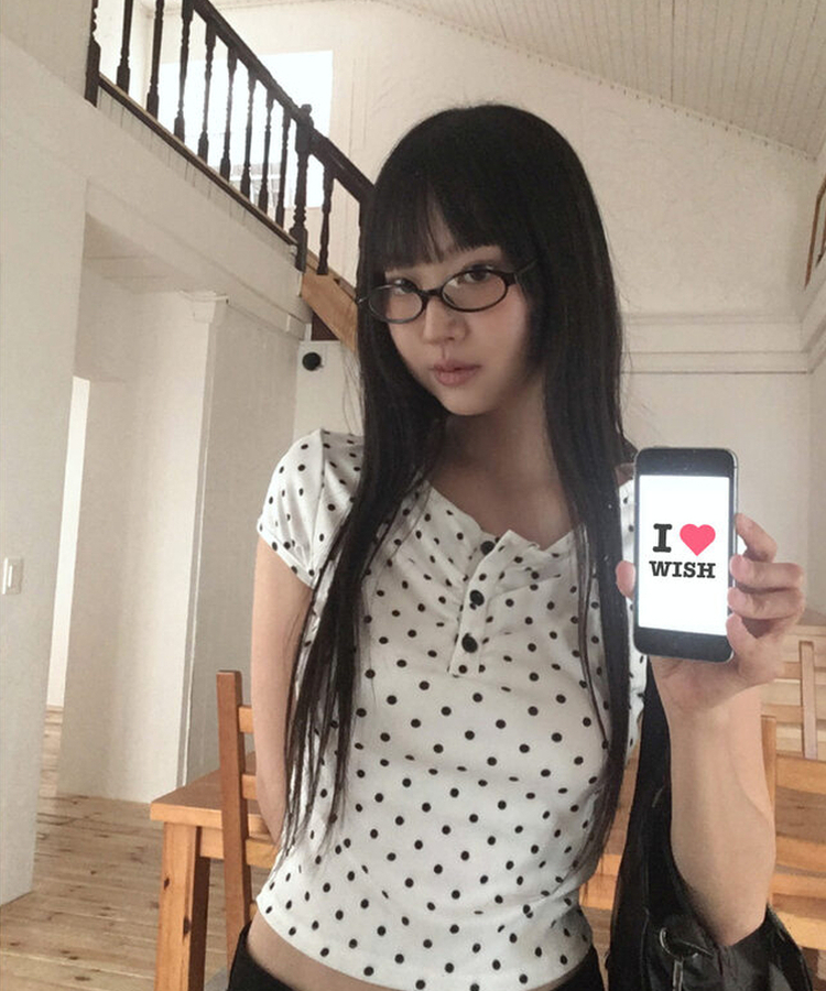 ドットボタンシャーリング半袖Tシャツ WHITE