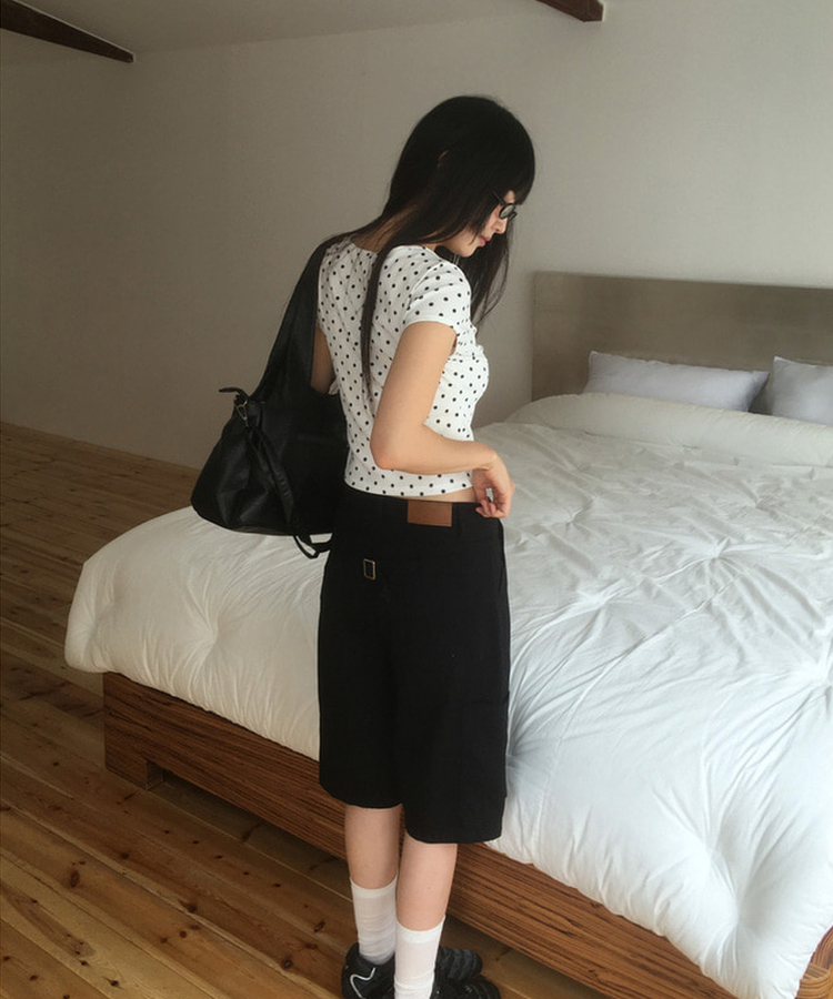 ドットボタンシャーリング半袖Tシャツ WHITE