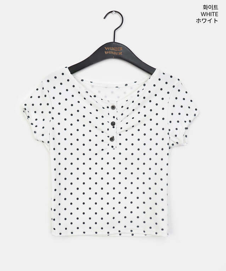 ドットボタンシャーリング半袖Tシャツ