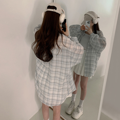 シャツ シースルーチェックシャツ WHITE
