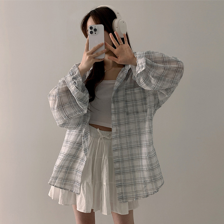 シースルーチェックシャツ WHITE