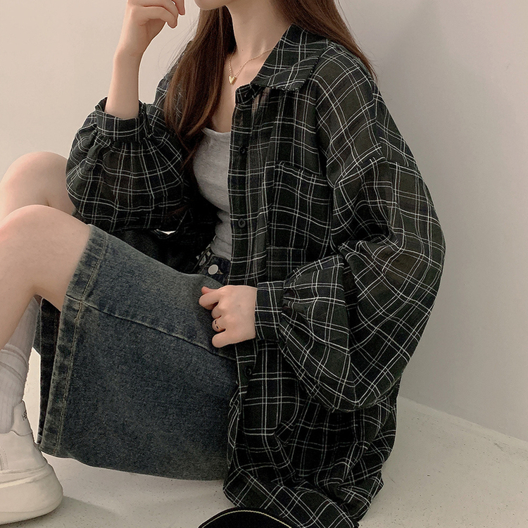 シースルーチェックシャツ KHAKI