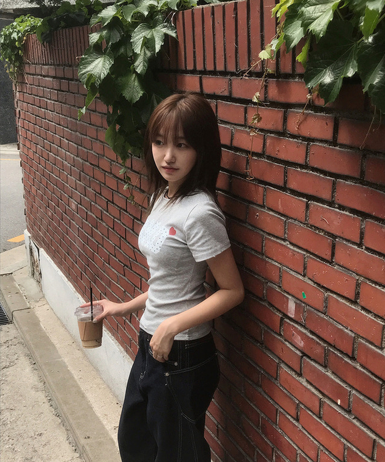 ドットレタリング半袖Tシャツ Merange Gray