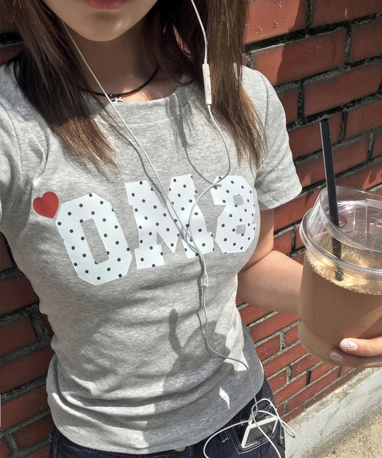 ドットレタリング半袖Tシャツ Merange Gray