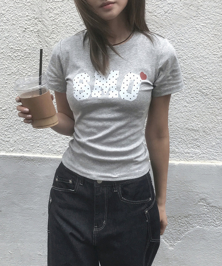ドットレタリング半袖Tシャツ Merange Gray