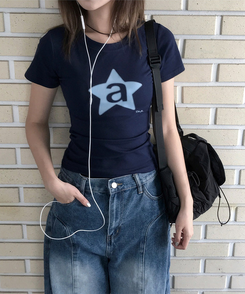 半袖Tシャツ スターレタリング半袖Tシャツ NAVY