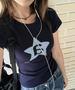 半袖Tシャツ スターレタリング半袖Tシャツ NAVY