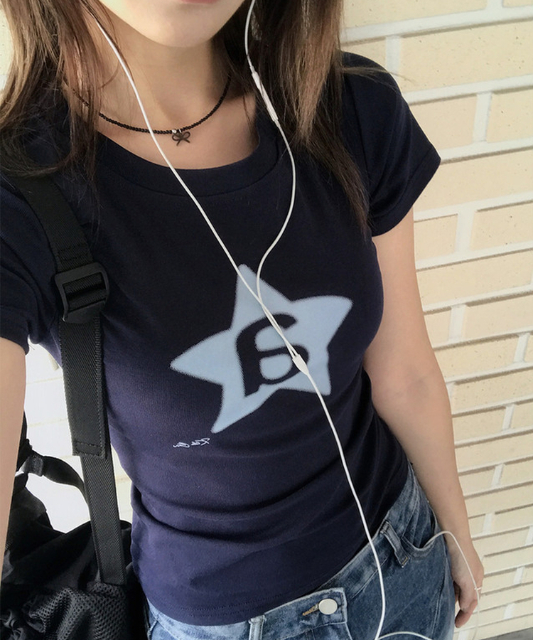 スターレタリング半袖Tシャツ NAVY
