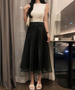 フレアロングスカート BLACK