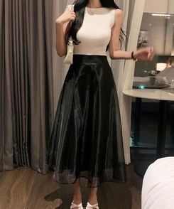 フレアロングスカート BLACK