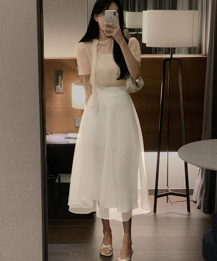 フレアロングスカート IVORY