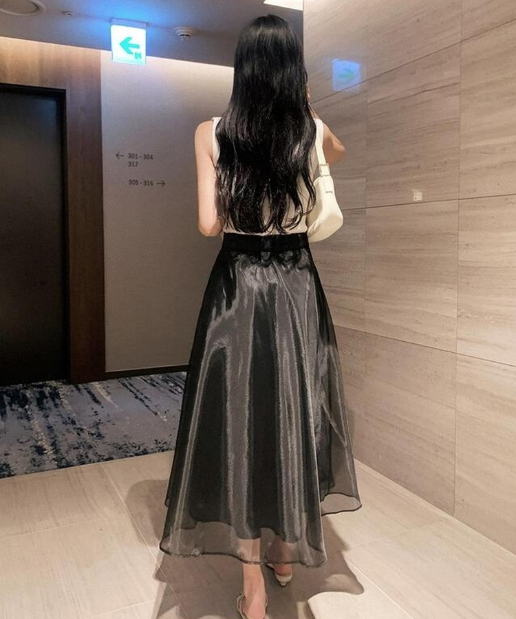 フレアロングスカート BLACK