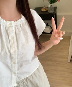 ブラウス シャーリングストライプブラウス IVORY