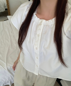 ブラウス シャーリングストライプブラウス IVORY
