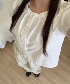 ブラウス シャーリングストライプブラウス IVORY