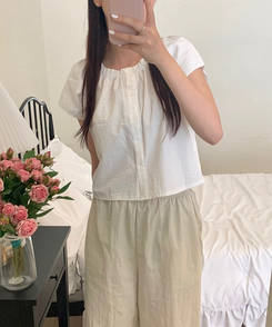 ブラウス シャーリングストライプブラウス IVORY