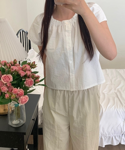 ブラウス シャーリングストライプブラウス IVORY