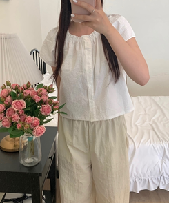 ブラウス シャーリングストライプブラウス IVORY