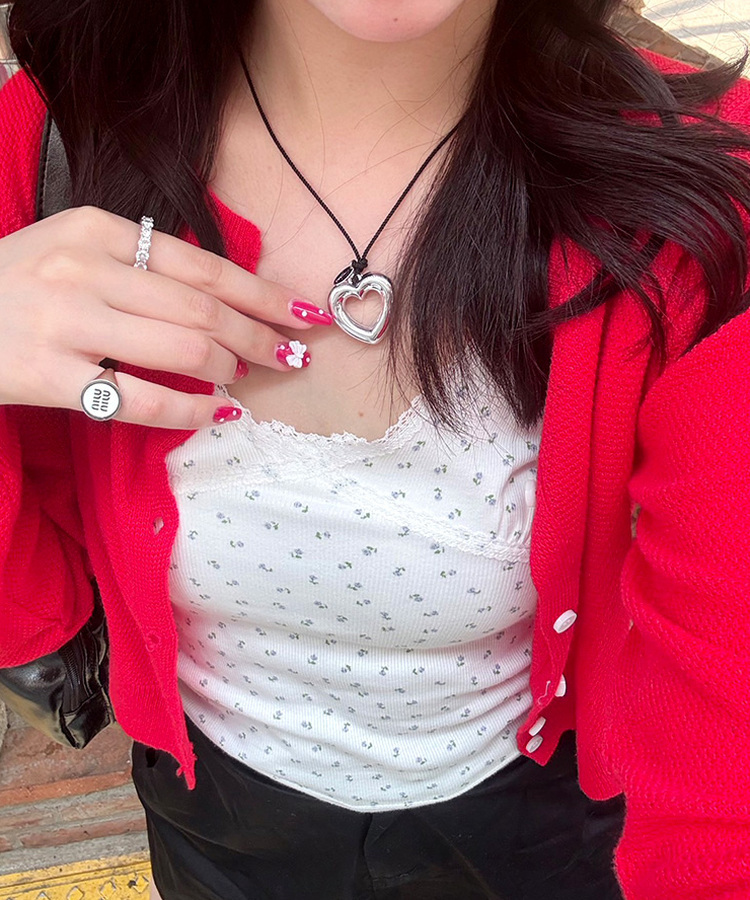 롱스트랩 하트목걸이 블랙