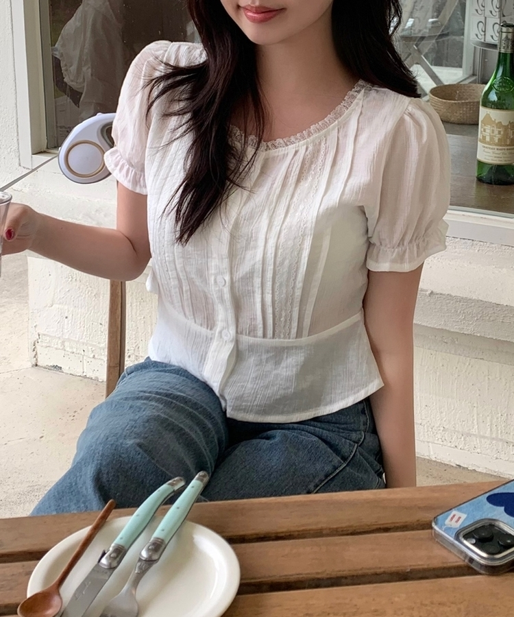 エンジェルレースフリルブラウス WHITE