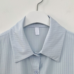 ストライプロールアップ半袖シャツ